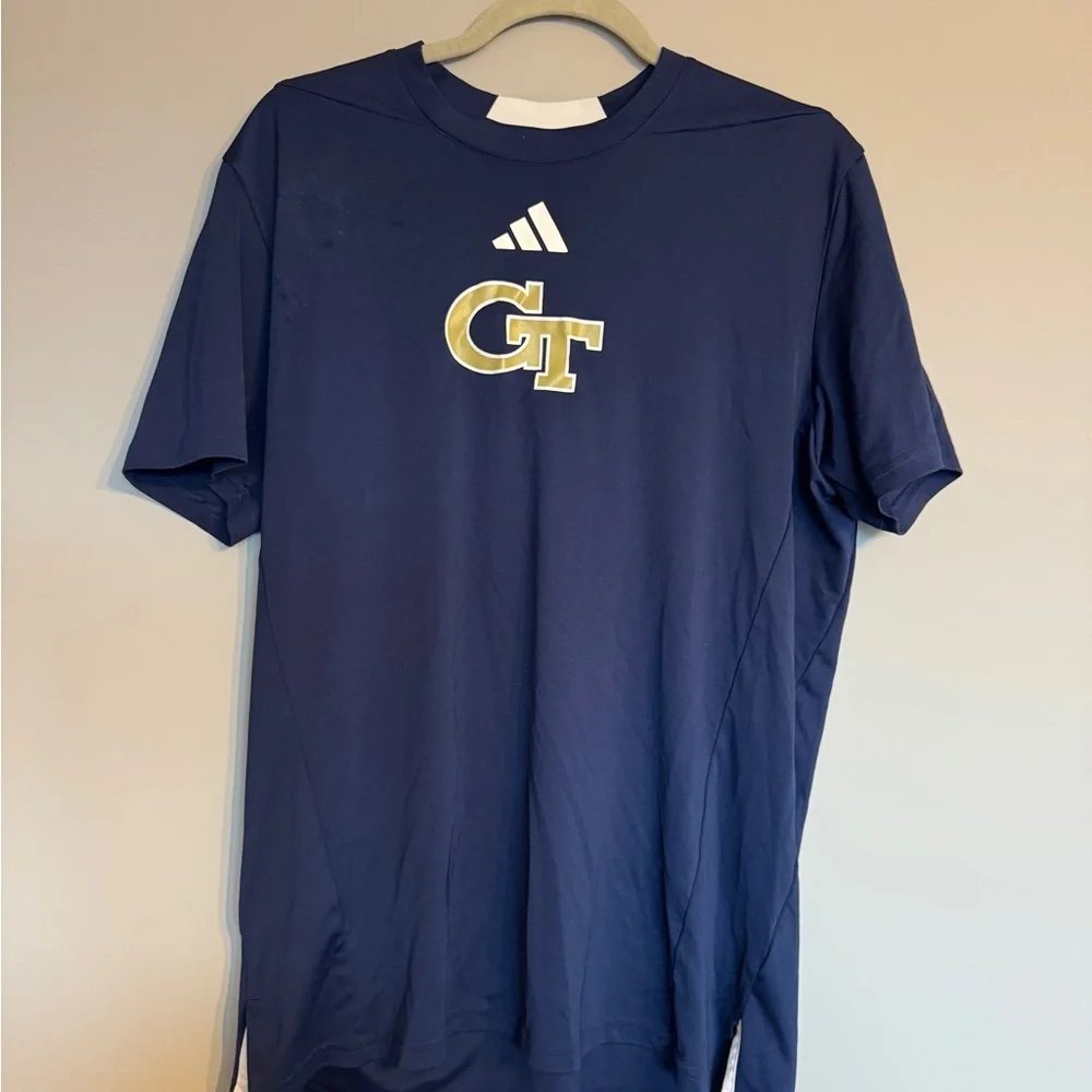 adidas Navy Short Sleeve Tee with Gold GT Logo